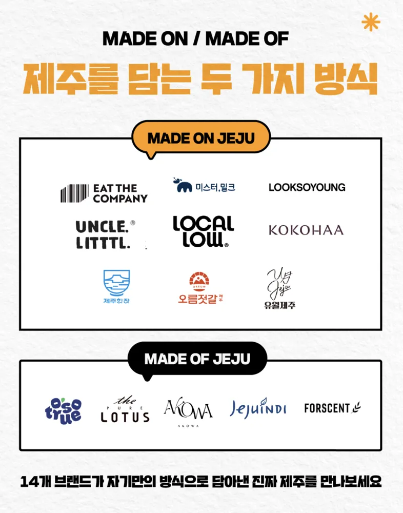 성수에 모인 제주 로컬브랜드 14 — MADE ON JEJU / MADE OF JEJU